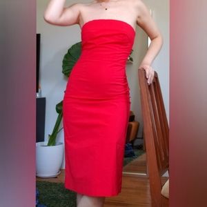 The Limited size 0 strapless red dress knee-length